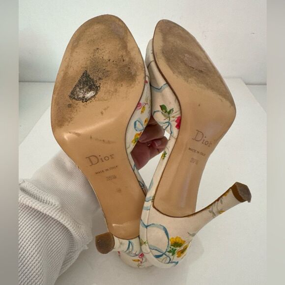 Christian Dior Vintage Floral Lock & Key Heels Size EU 39.5 US 9.5 Authentic - Picture 7 of 8
